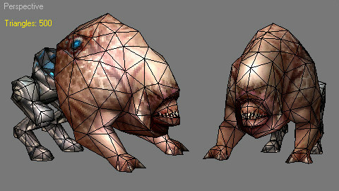 Unposed Pinky Demon 3d model showing wireframe mesh