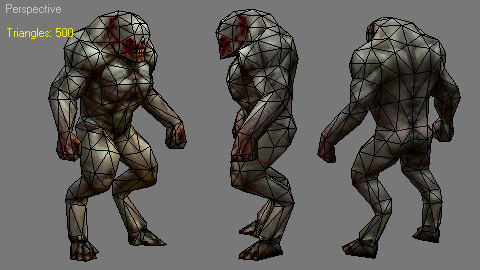 Unposed Hell Knight 3d model showing wireframe mesh