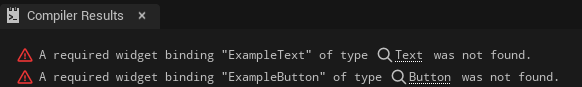 Compiler errors when first opening and compiling the new Widget Blueprint asset